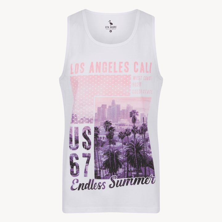 Mens White La Cali Printed Vest from You Know Who's