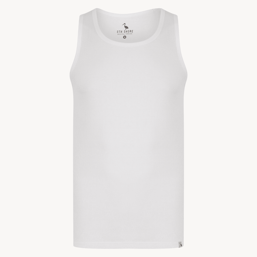 Mens White Ribbed Vest from You Know Who's