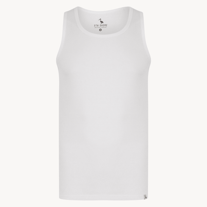 Mens White Ribbed Vest from You Know Who's