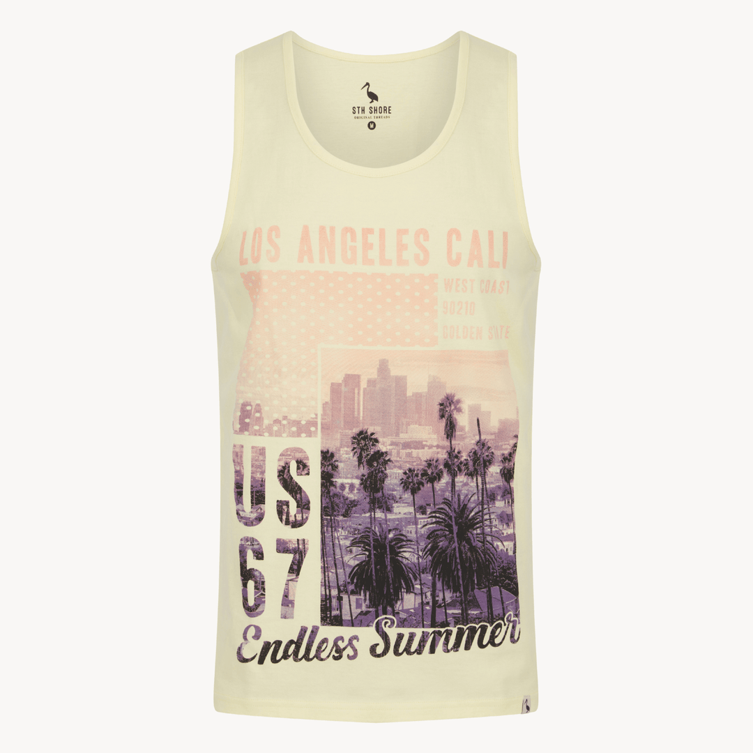Mens Yellow La Cali Printed Vest from You Know Who's