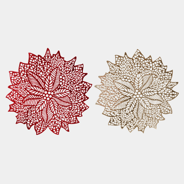 METALLIC PLACEMAT POINSETTIA 38cm Asst from You Know Who's