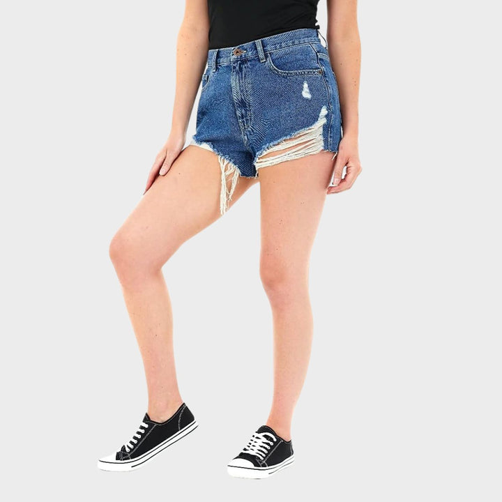 Mid Blue Distressed Denim Shorts from You Know Who's