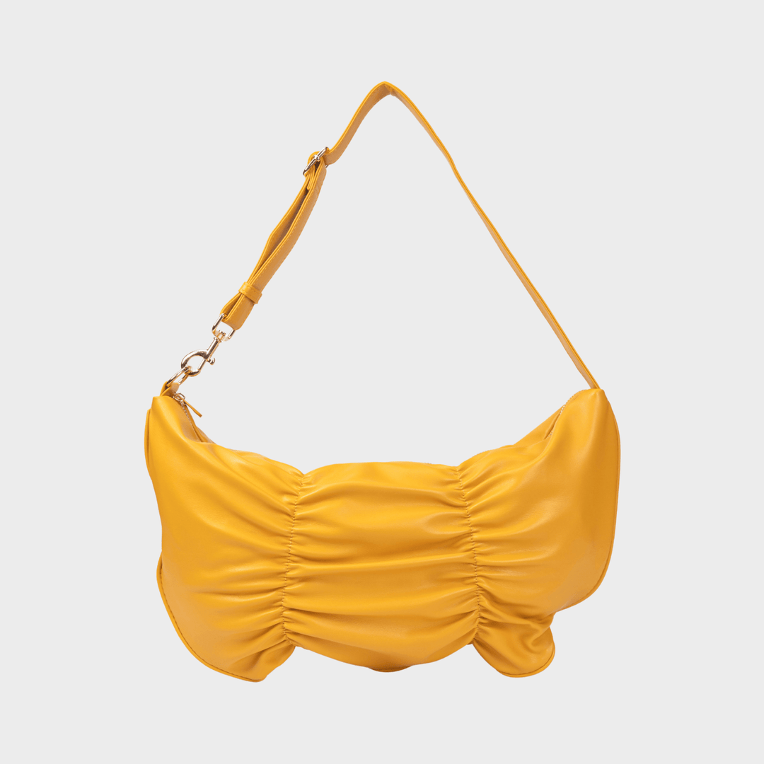 Mustard Butterfly Ruched Bag from You Know Who's