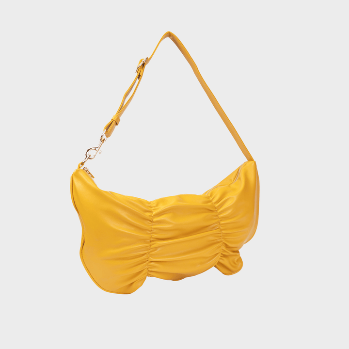 Mustard Butterfly Ruched Bag from You Know Who's