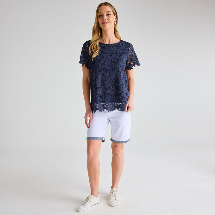 Navy Crochet Flower Top from You Know Who's