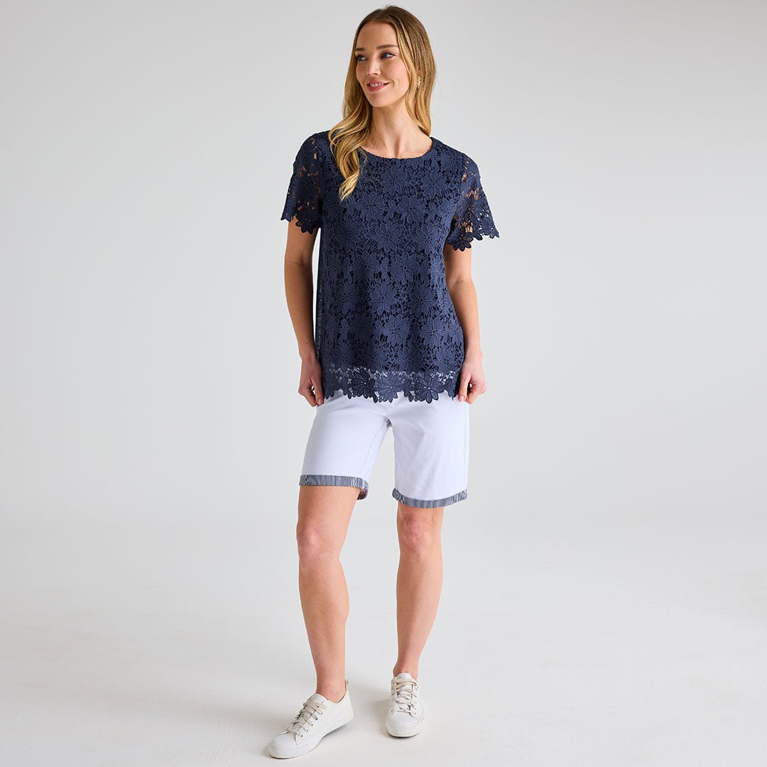 Navy Crochet Flower Top from You Know Who's
