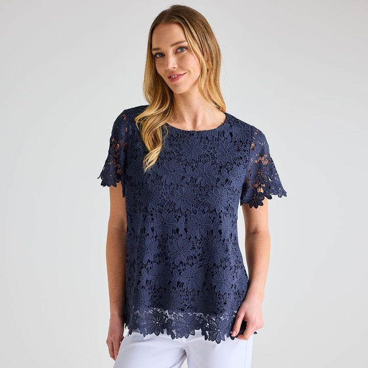Navy Crochet Flower Top from You Know Who's