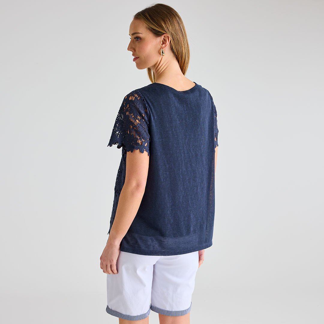 Navy Crochet Flower Top from You Know Who's