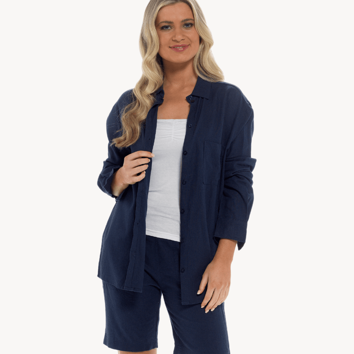 Navy Linen Mix Shirt from You Know Who's