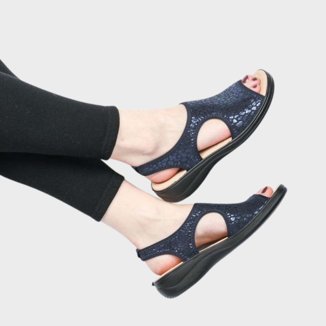 Navy Lycra Stretch Sandals from You Know Who's