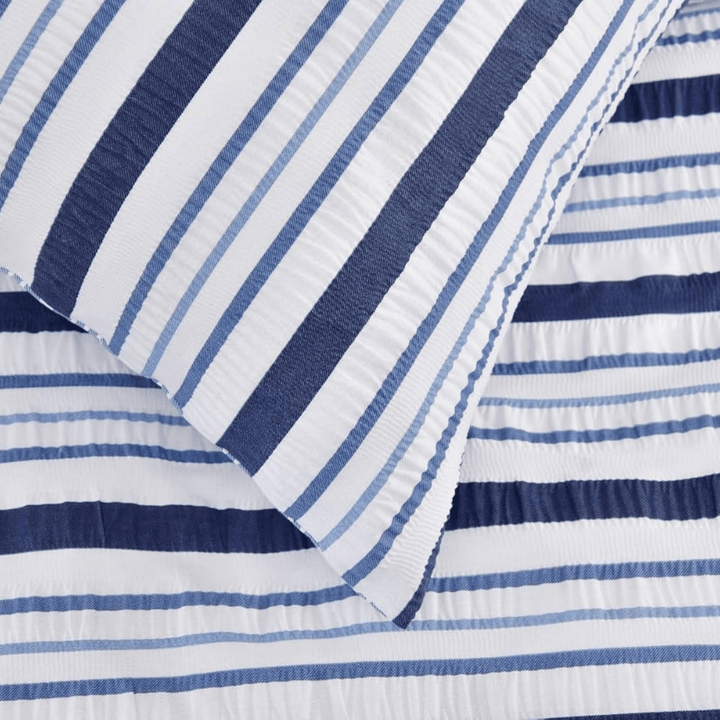 Navy Stripe Seersucker Superking Duvet Set from You Know Who's