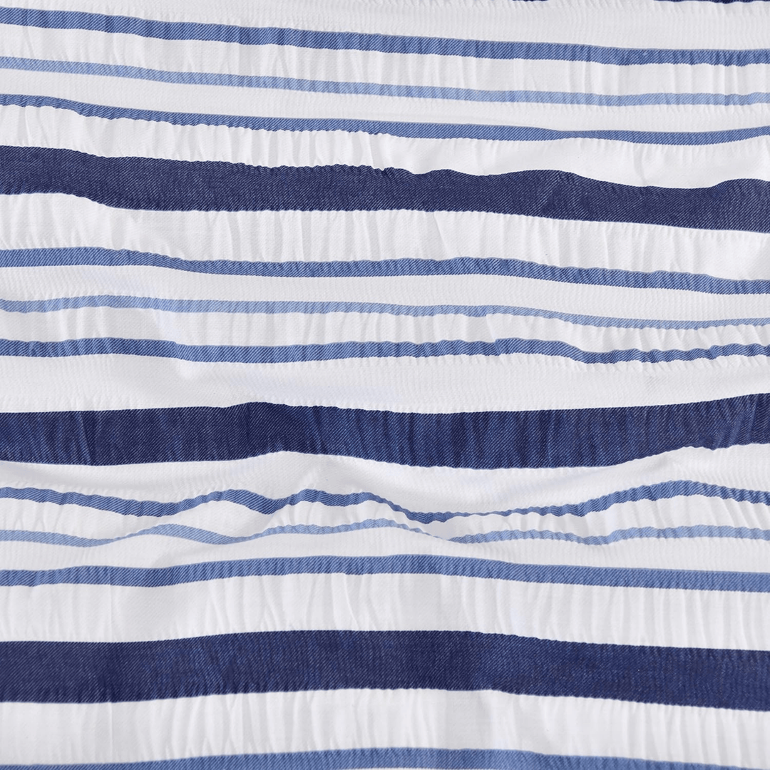 Navy Stripe Seersucker Superking Duvet Set from You Know Who's