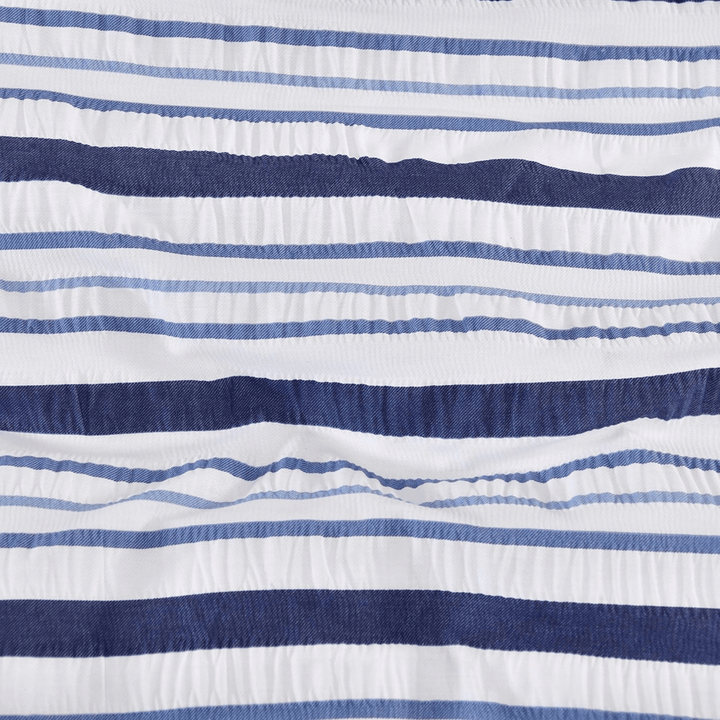Navy Stripe Seersucker Superking Duvet Set from You Know Who's