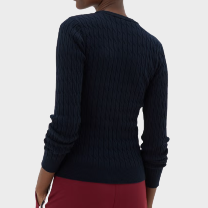 Ladies Navy Baby Cable Knit Jumper