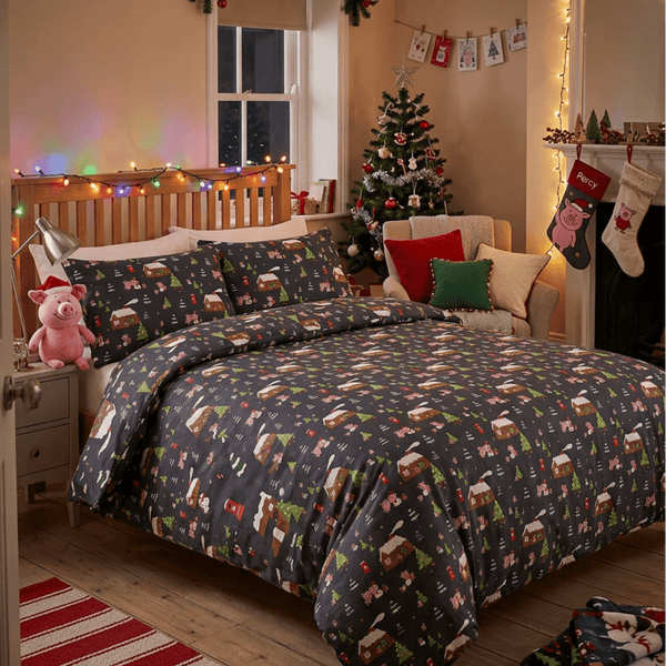Percy Pig Christmas Brushed Cotton Duvet Set from You Know Who's