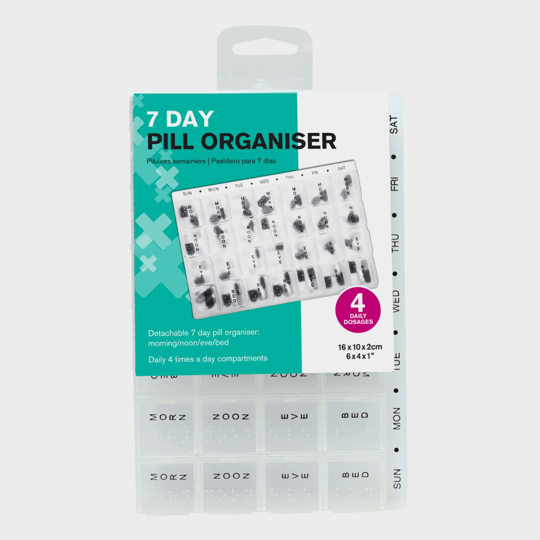 Pill Box Organiser with Braille 7 Day/4 Weeks from You Know Who's