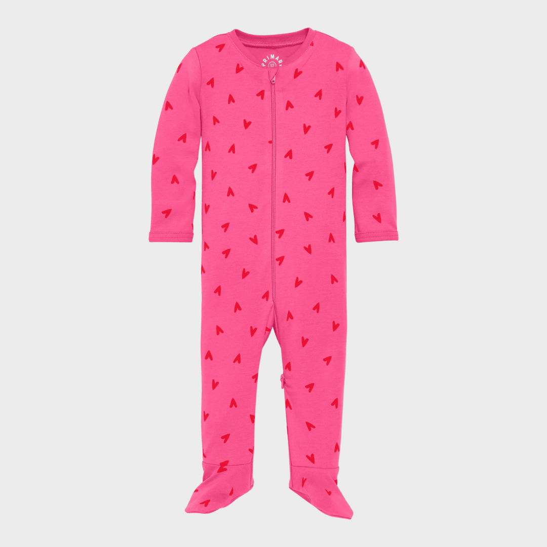 Pink Red Hearts Organic Sleepsuit from You Know Who's