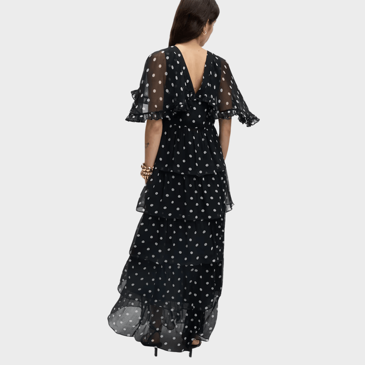 Polka Dot V - Neck Frill Detail Maxi Dress from You Know Who's