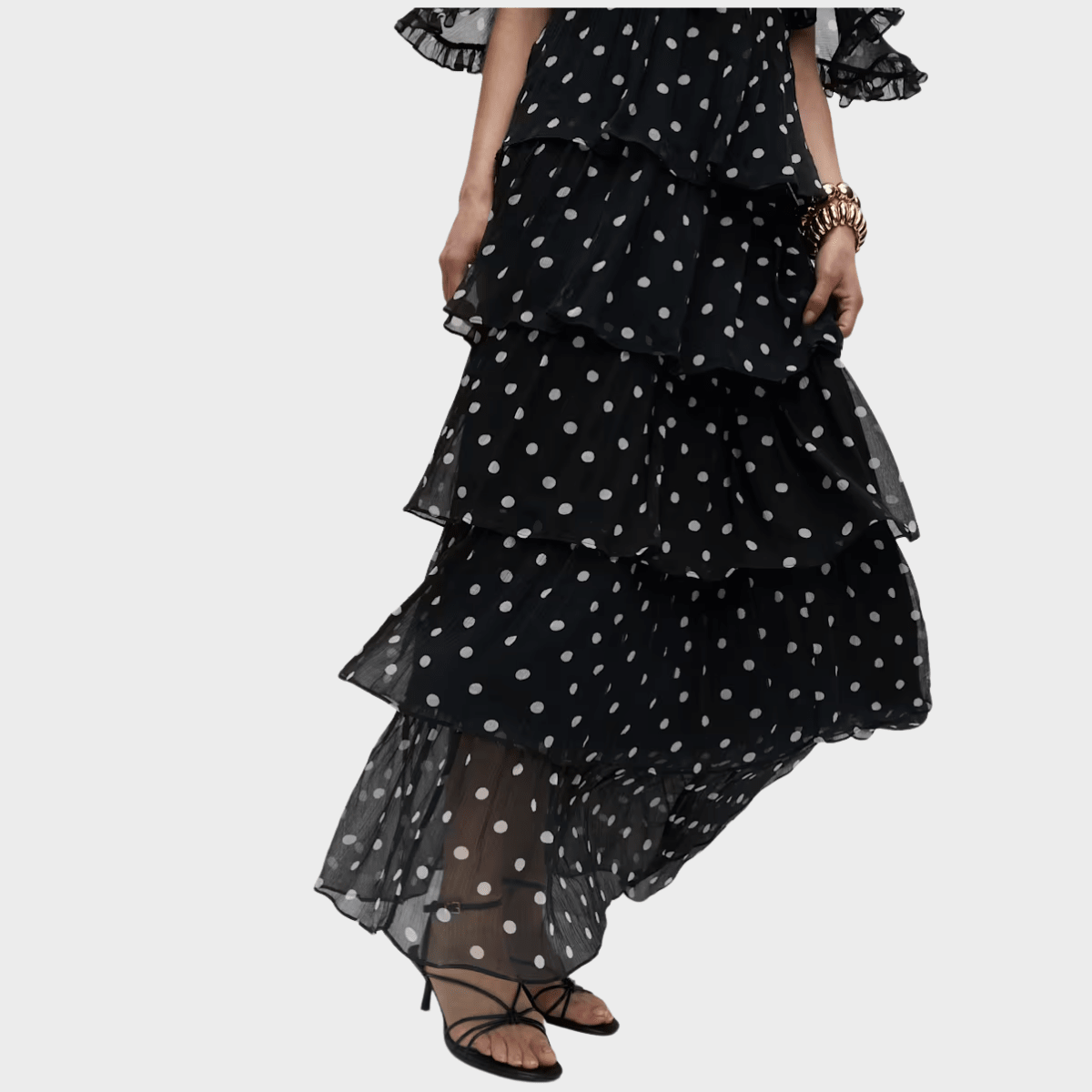 Polka Dot V - Neck Frill Detail Maxi Dress from You Know Who's