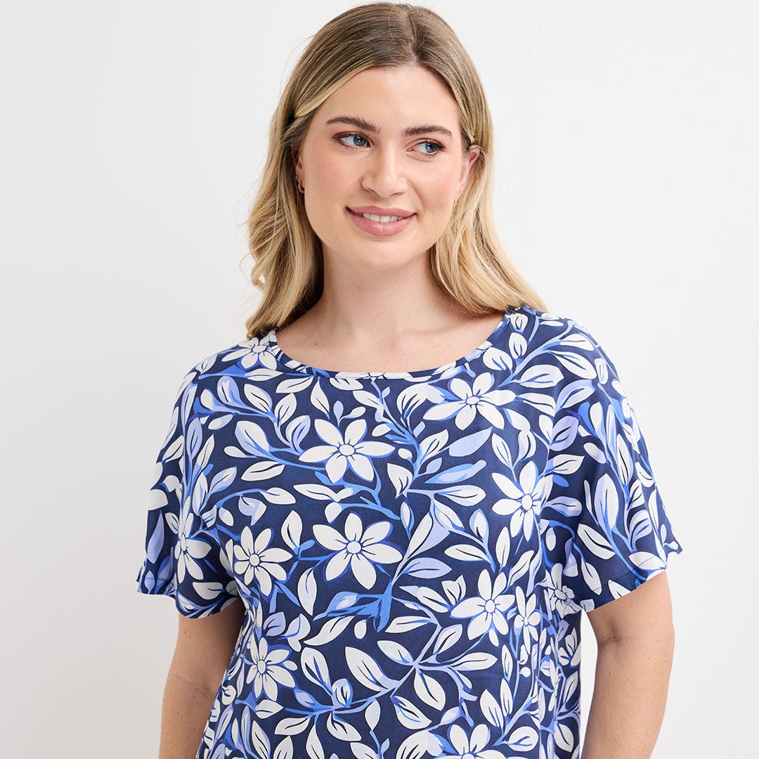 Printed Blue Floral Viscose Top from You Know Who's