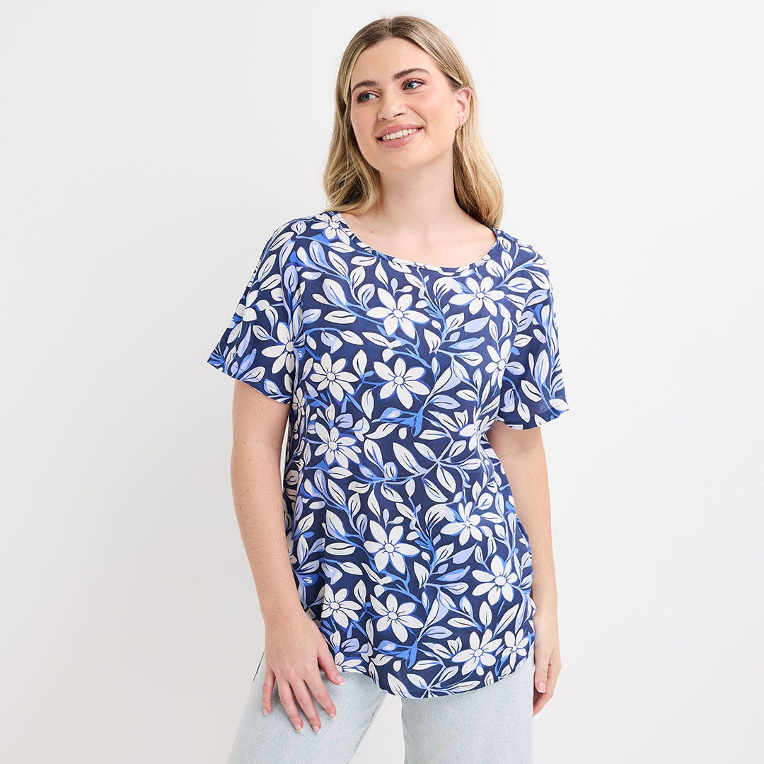 Printed Blue Floral Viscose Top from You Know Who's