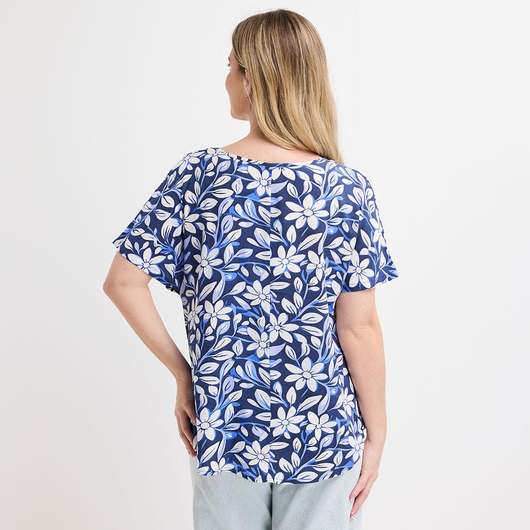 Printed Blue Floral Viscose Top from You Know Who's