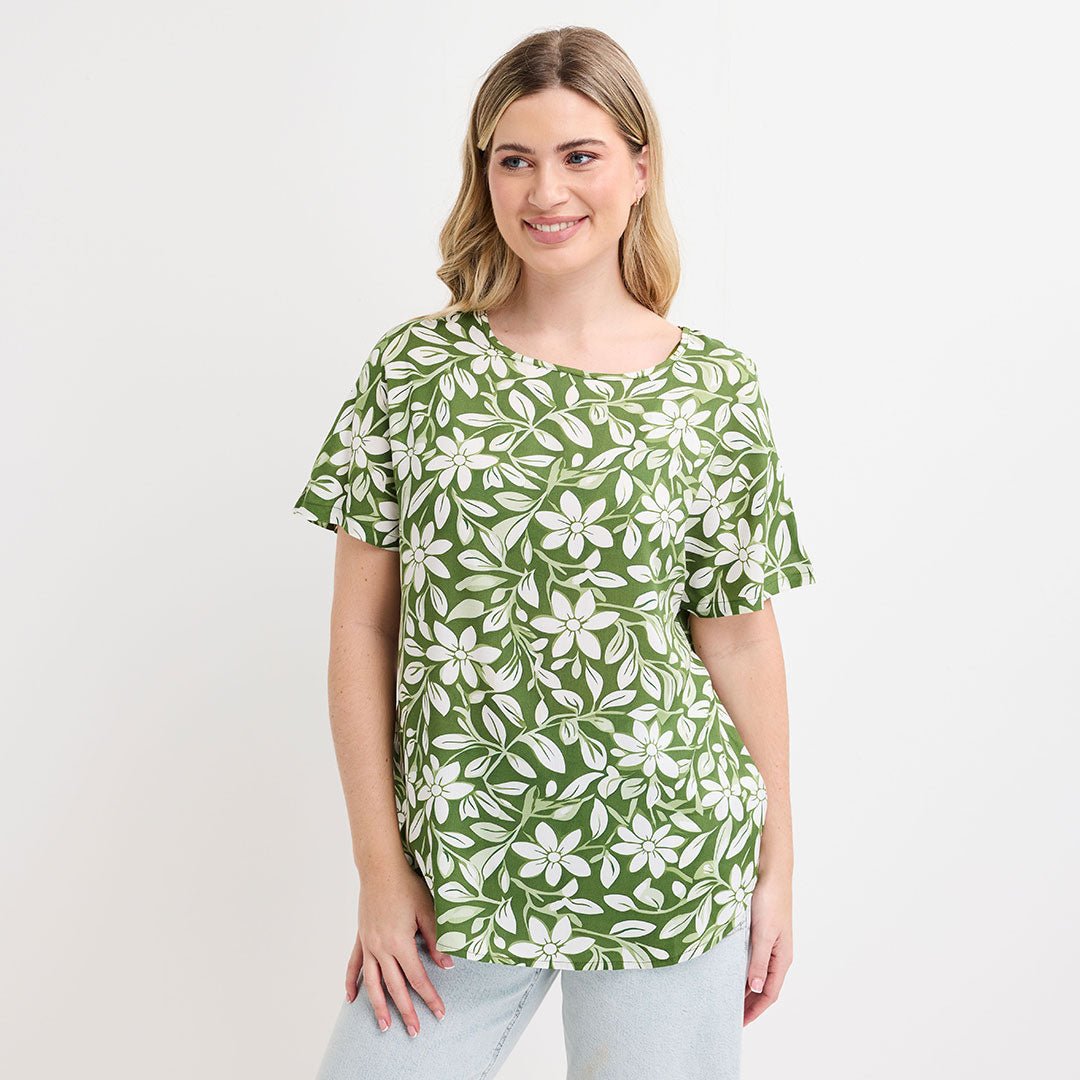 Printed Green Floral Viscose Top from You Know Who's