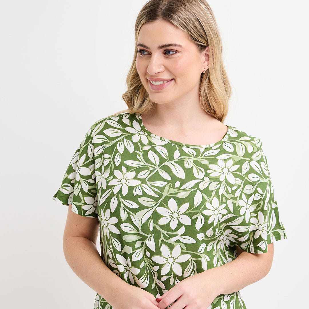 Printed Green Floral Viscose Top from You Know Who's
