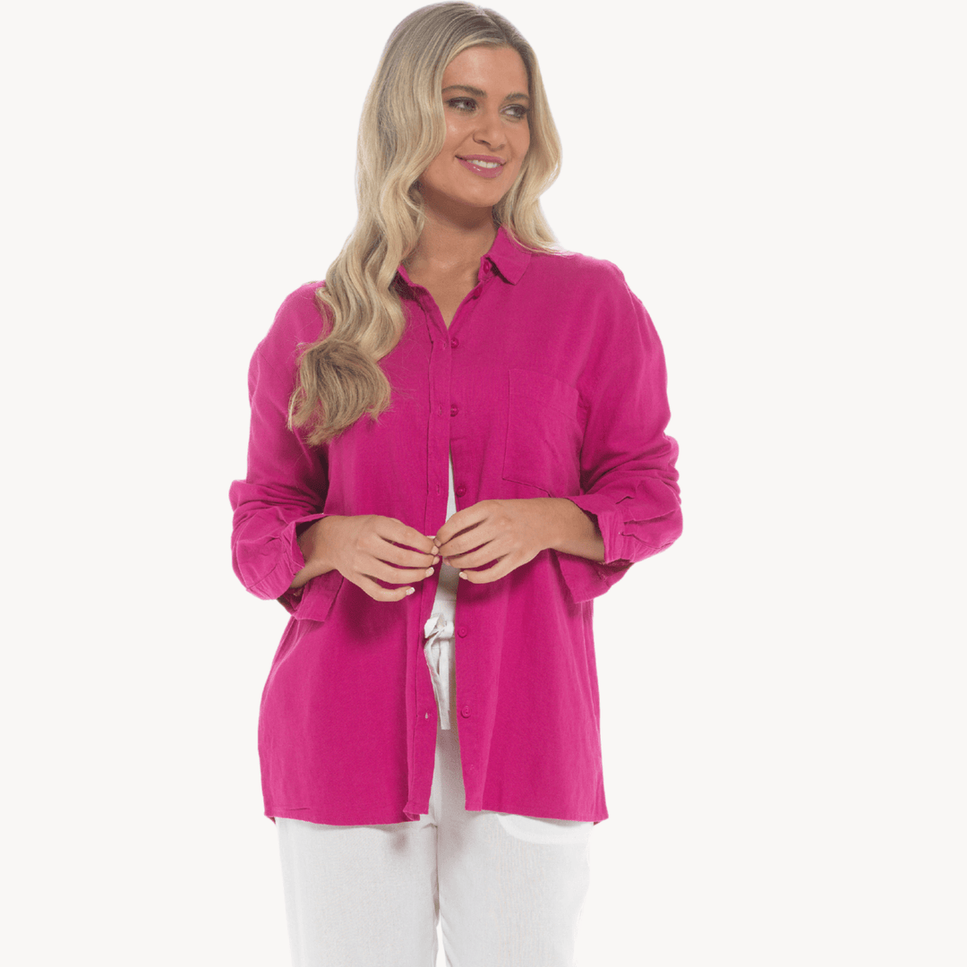 Raspberry Linen Mix Shirt from You Know Who's