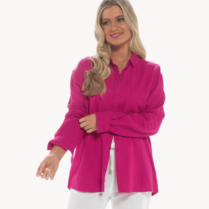 Raspberry Linen Mix Shirt from You Know Who's