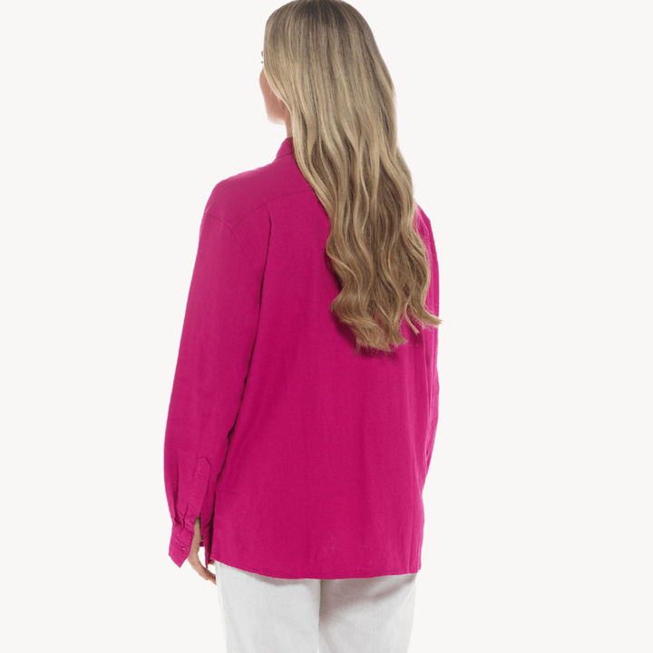 Raspberry Linen Mix Shirt from You Know Who's