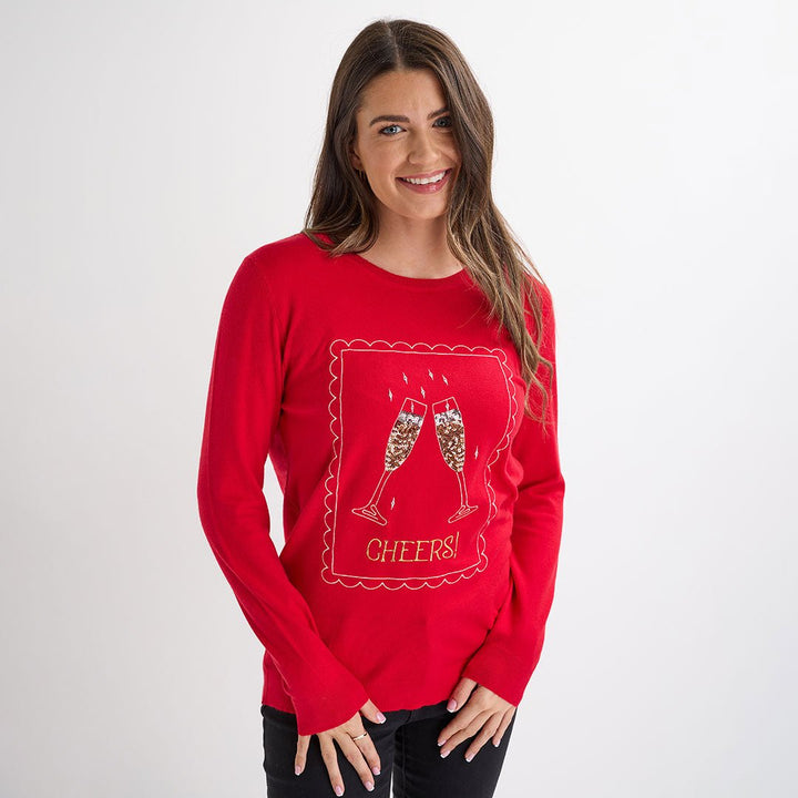 Red Cheers Christmas Jumper from You Know Who's
