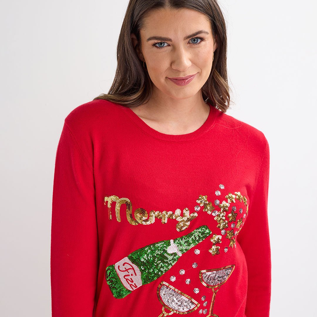 Red Merry Fizzmas Christmas Jumper from You Know Who's