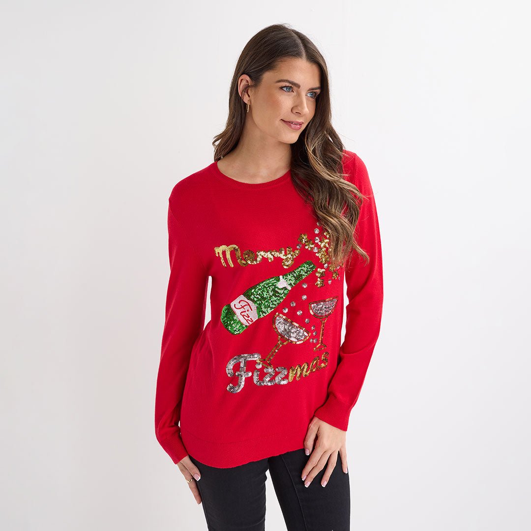 Red Merry Fizzmas Christmas Jumper from You Know Who's