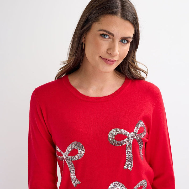 Red Silver Bows Christmas Jumper from You Know Who's