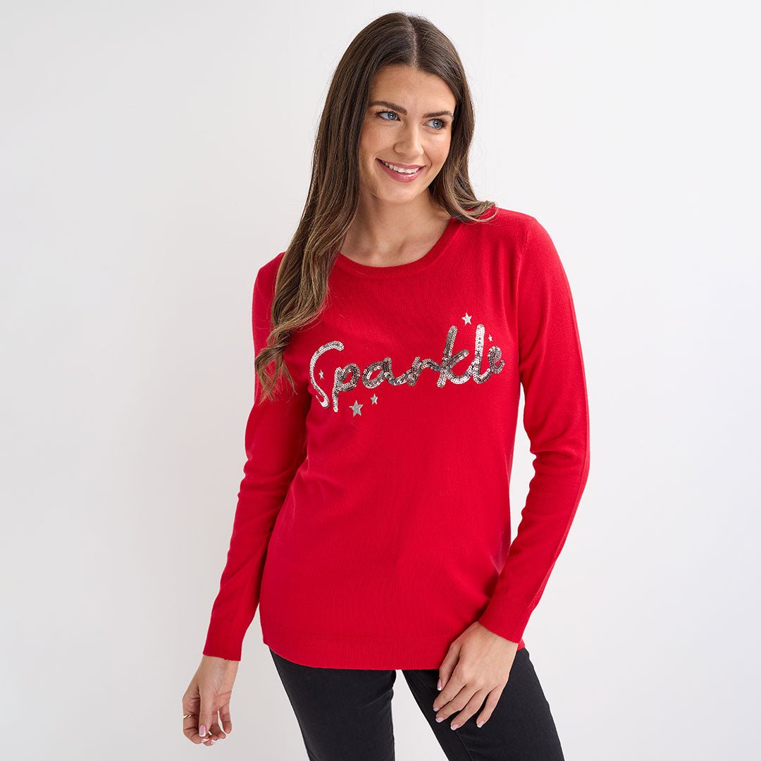 Red Sparkle Christmas Jumper from You Know Who's