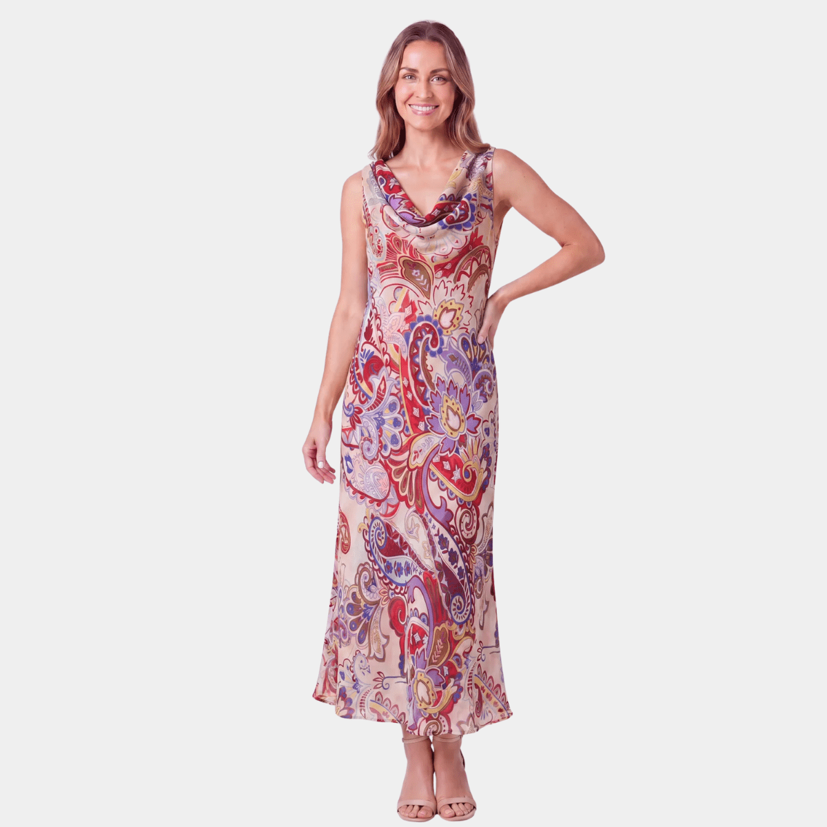 Reversible Floral Draped Cowl Neck Midi Dress from You Know Who's