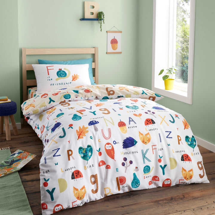 RHS Reversible Woodland Alphabet Single Quilt from You Know Who's