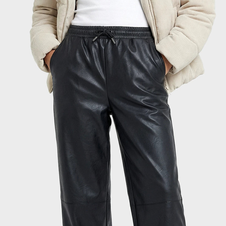 RI Black Wide Leg Faux Leather Trousers from You Know Who's