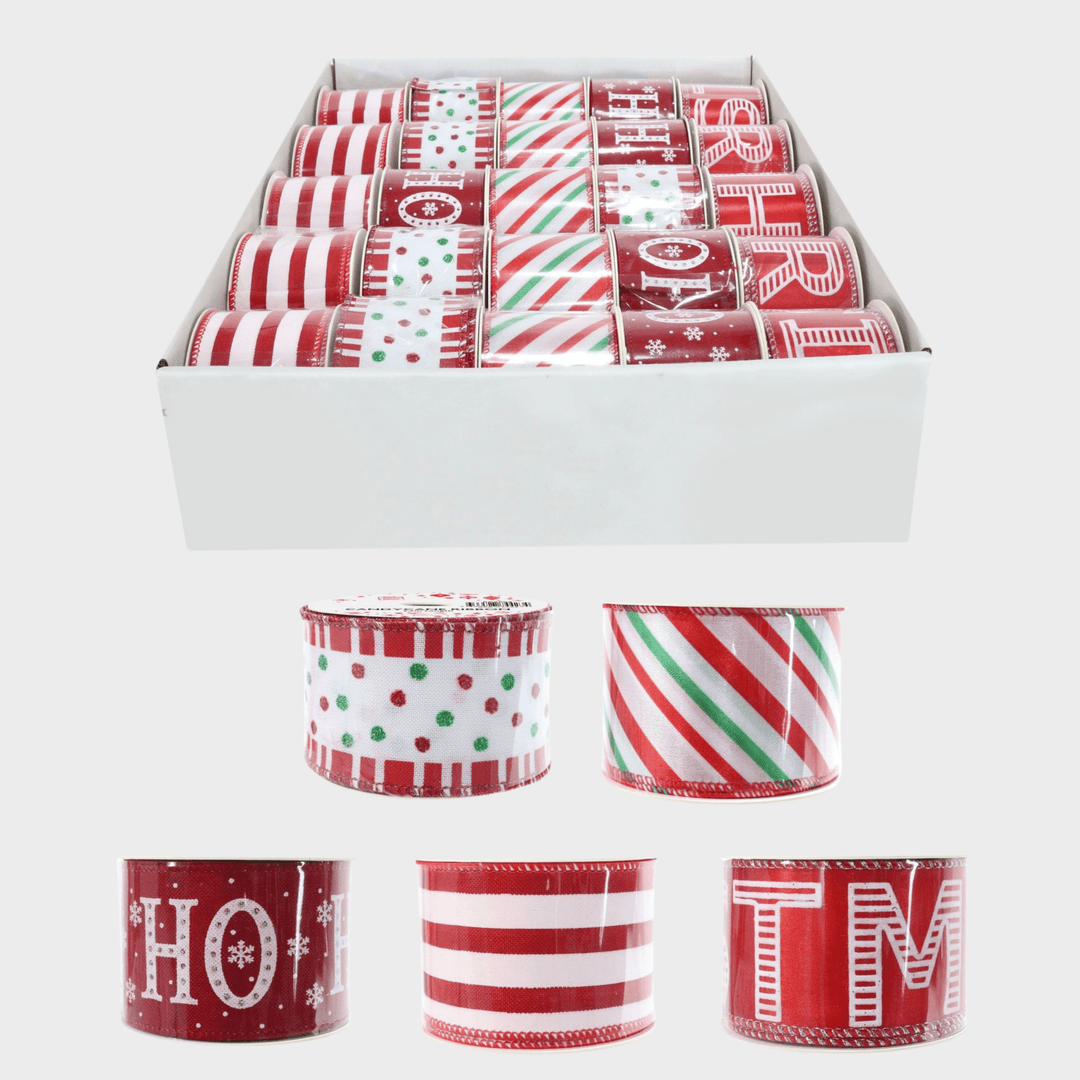 Ribbon 50mm x 2.7m candycane from You Know Who's