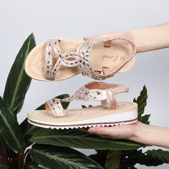 Rose Gold Diamante Comfort Sandal from You Know Who's