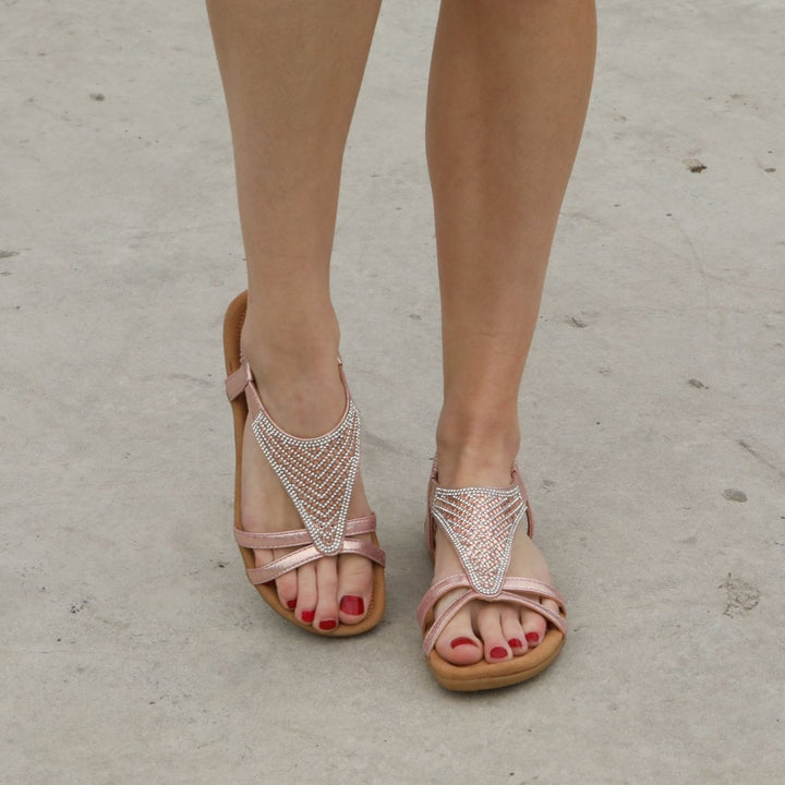 Rose Gold Strappy Diamante Sandal from You Know Who's