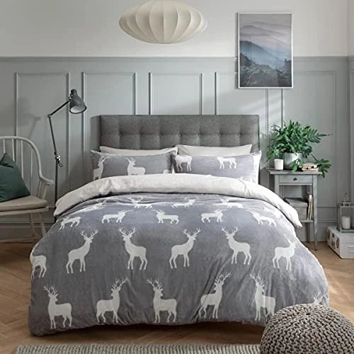 Sleepdown Stag Printed Flannel Duvet Set