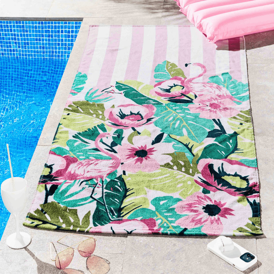 Sassy B Tropical Flamingo Beach Towel from You Know Who's