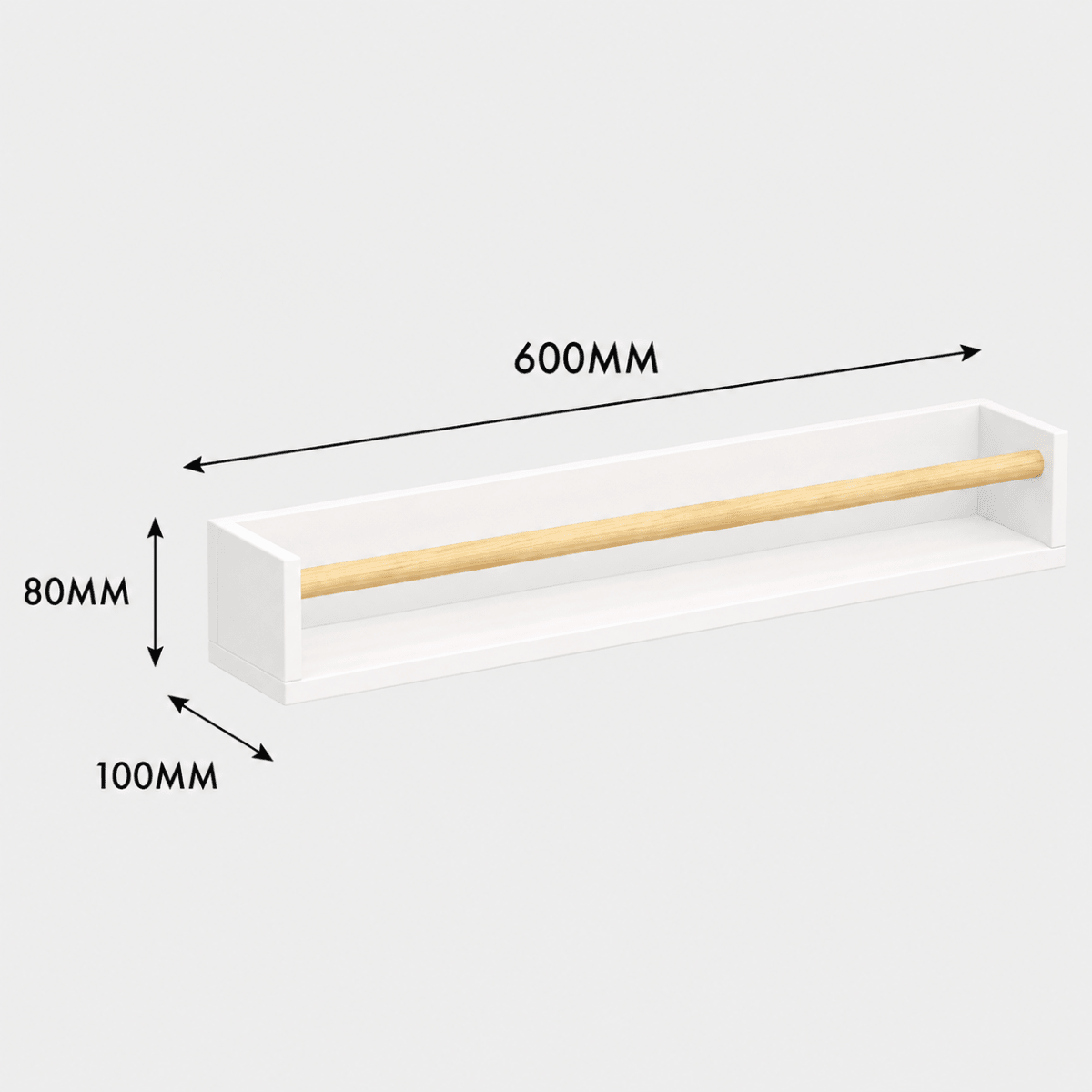 Shelf With Pine Rail- 60cm from You Know Who's