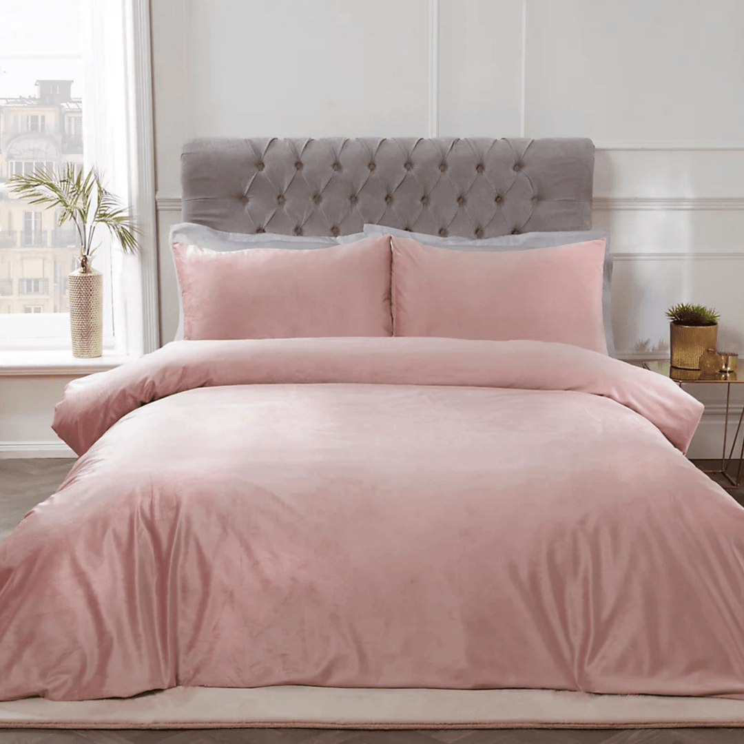 Sleepdown Blush Matt Velvet Duvet Set from You Know Who's
