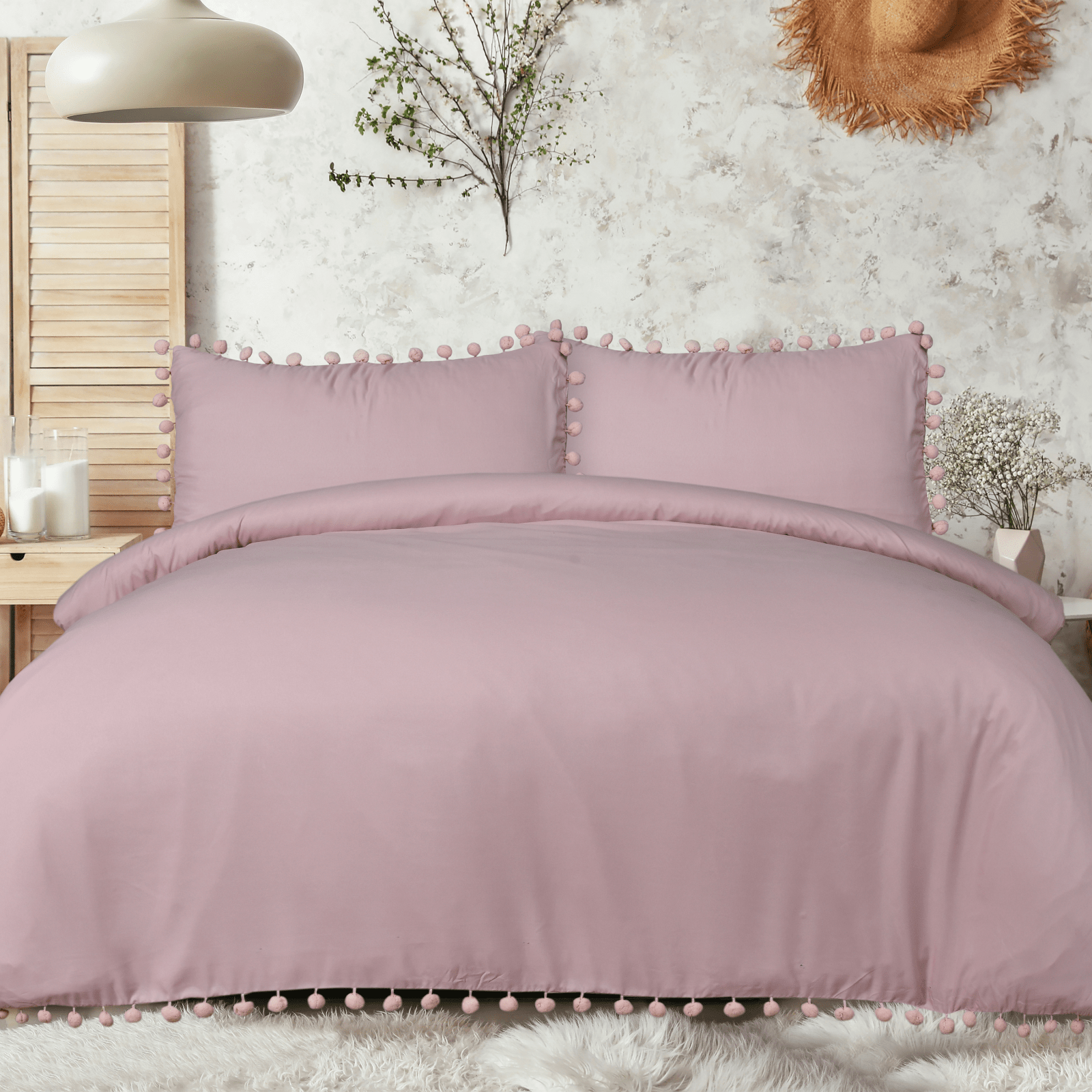 Sleepdown Blush Pom Pom Duvet Set