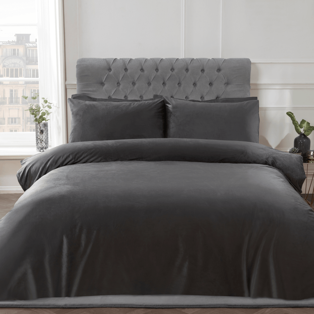 Sleepdown Charcoal Matt Velvet Duvet Set from You Know Who's
