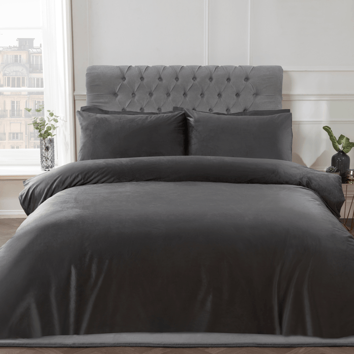 Sleepdown Charcoal Matt Velvet Duvet Set from You Know Who's