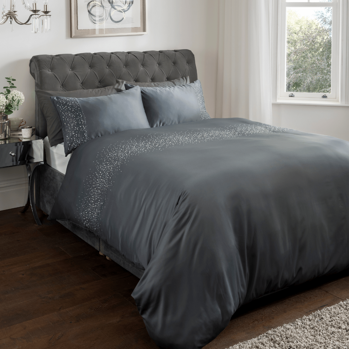 Sleepdown Embellished Charcoal Duvet Set from You Know Who's